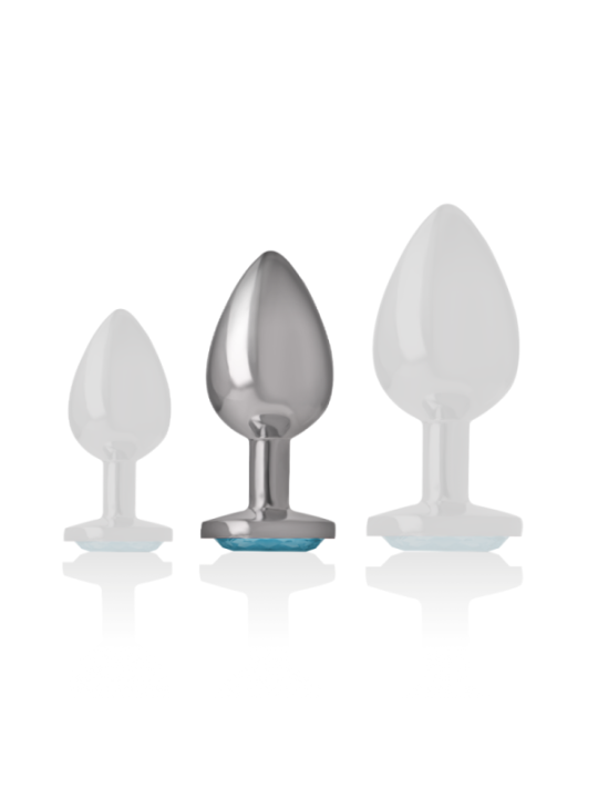 INTENSE - PLUG ANAL EN MÉTAL ALUMINIUM AVEC VERRE BLEU TAILLE M