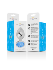 INTENSE - PLUG ANAL EN MÉTAL ALUMINIUM AVEC VERRE BLEU TAILLE M