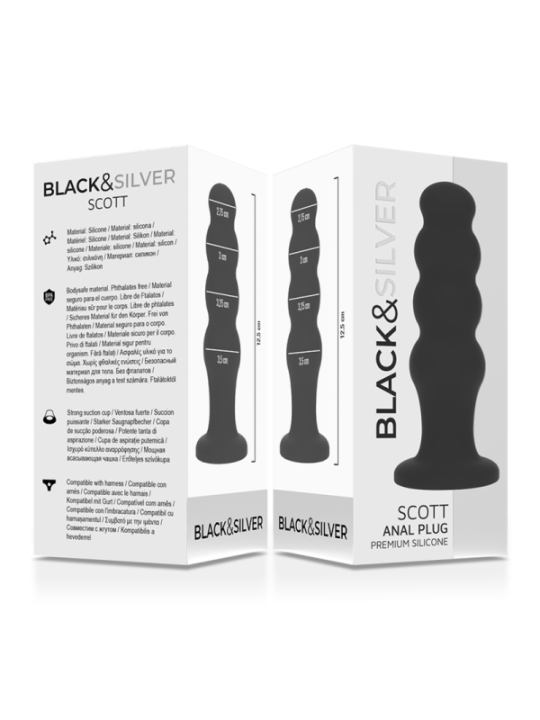 BLACK&SILVER - PLUG ANAL EN SILICONE SCOTT PREMIUM NOIR