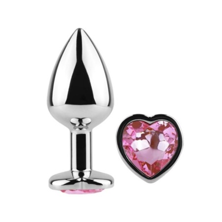 SECRETPLAY - PLUG ANAL EN MÉTAL COEUR FUCHSIA PETITE TAILLE 7 CM