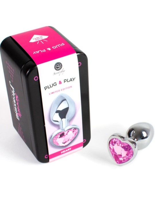 SECRETPLAY - PLUG ANAL EN MÉTAL COEUR FUCHSIA PETITE TAILLE 7 CM