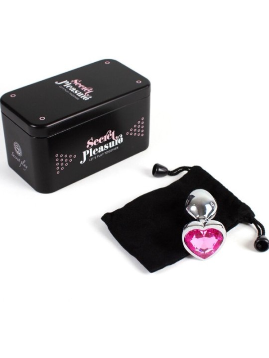 SECRETPLAY - PLUG ANAL EN MÉTAL COEUR FUCHSIA PETITE TAILLE 7 CM