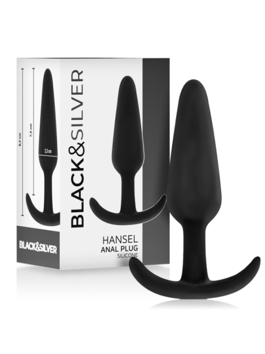 BLACK&SILVER - BOUCHON ANAL EN SILICONE HANSEL AVEC PETITE POIGNÉE