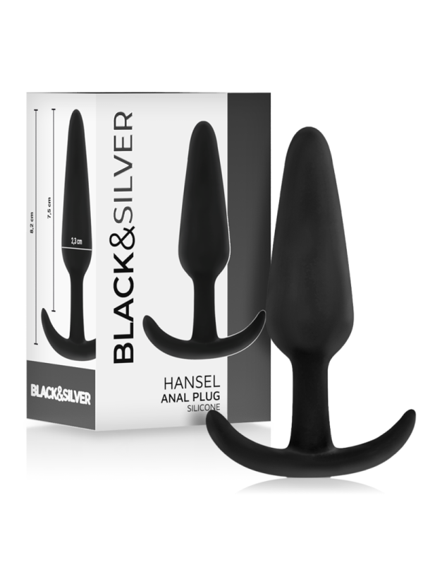 BLACK&SILVER - BOUCHON ANAL EN SILICONE HANSEL AVEC PETITE POIGNÉE