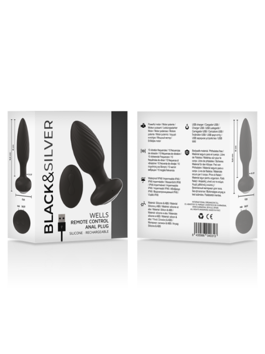 BLACK&SILVER - TÉLÉCOMMANDE DU ROTATEUR ANAL EN SILICONE WELLS PLUG