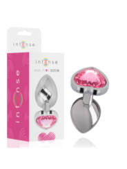 INTENSE - PLUG ANAL EN MÉTAL ALUMINIUM COEUR ROSE TAILLE M