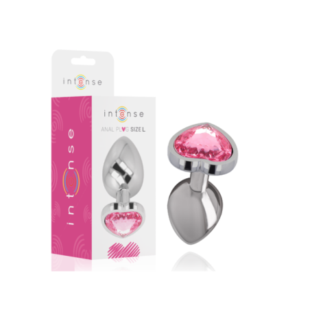 INTENSE - PLUG ANAL EN MÉTAL ALUMINIUM COEUR ROSE TAILLE L