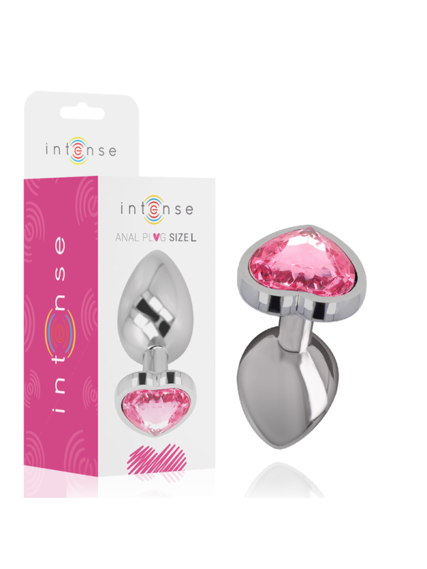 INTENSE - PLUG ANAL EN MÉTAL ALUMINIUM COEUR ROSE TAILLE L
