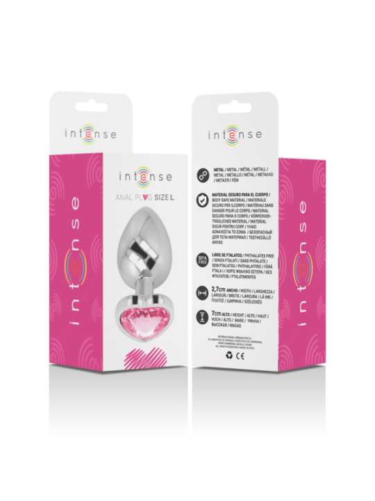 INTENSE - PLUG ANAL EN MÉTAL ALUMINIUM COEUR ROSE TAILLE L