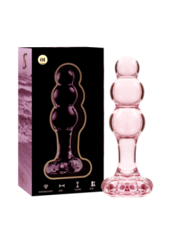 NEBULA SERIES BY IBIZA - MODÈLE 1 PLUG ANAL VERRE BOROSILICATE ROSE 10.5 CM -O- 3 CM