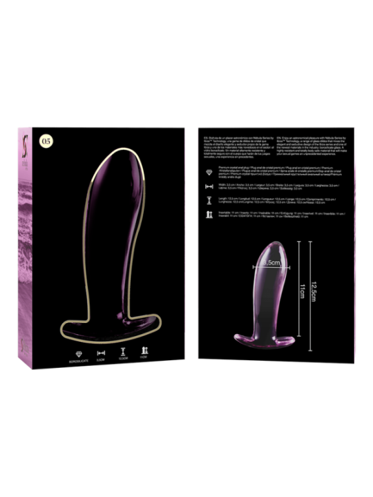 NEBULA SERIES BY IBIZA - PLUG ANAL MODÈLE 5 VERRE BOROSILICATE ROSE 12.5 CM -O- 3.5 CM
