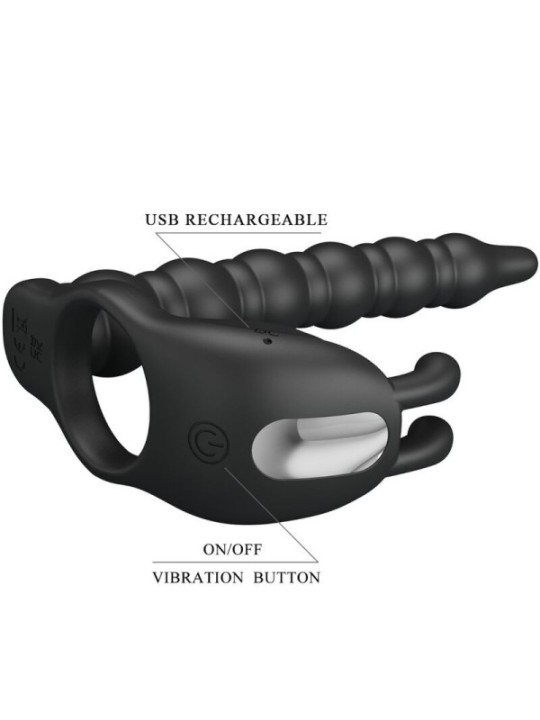 PRETTY LOVE - BLACKNEY ANNEAUX PÉNIS AVEC PLUG VIBRATEUR