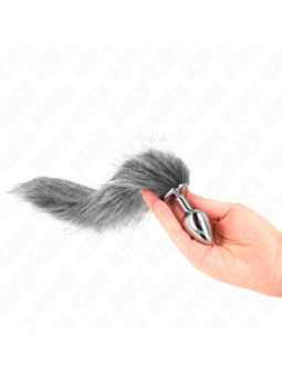 KINK - PLUG ANAL TAILLE S 7 X 3 CM AVEC QUEUE SYNTHÉTIQUE 40 CM GRIS