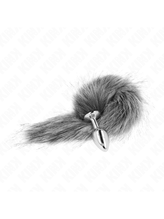 KINK - PLUG ANAL TAILLE S 7 X 3 CM AVEC QUEUE SYNTHÉTIQUE 40 CM GRIS