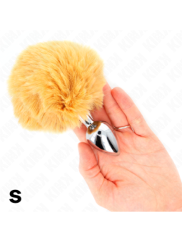 KINK - BOUCHON EN ACIER INOXYDABLE 7 x 3 CM AVEC QUEUE DE LAPIN EN FAUSSE FOURRURE BEIGE 8 CM