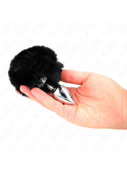 KINK - BOUCHON EN ACIER INOXYDABLE 7 x 3 CM AVEC QUEUE DE LAPIN EN FAUSSE FOURRURE NOIRE 8 CM