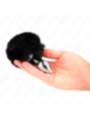 KINK - BOUCHON EN ACIER INOXYDABLE 7 x 3 CM AVEC QUEUE DE LAPIN EN FAUSSE FOURRURE NOIRE 8 CM