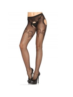 LEG AVENUE - CULOTTE EN ÉLÉGANTE FILET BRODÉ NOIR
