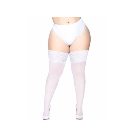 LEG AVENUE - TAILLE PLUS STAY UP BLANC TRANSPARENT