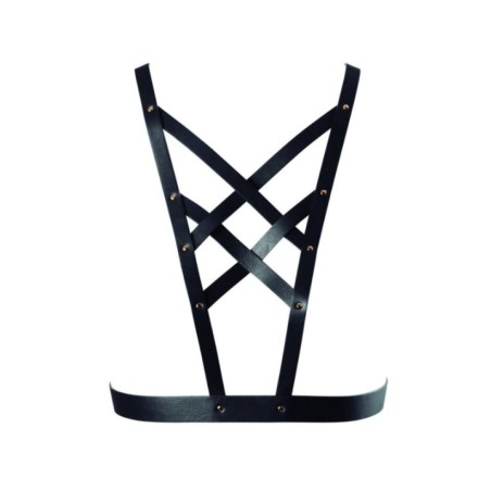 BIJOUX - INDISCRETS MAZE HARNAIS CROISÉ AVEC COLLIER NOIR