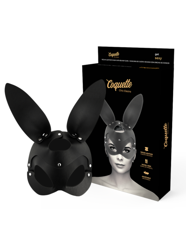 COQUETTE CHIC DESIRE - MASQUE EN CUIR VEGAN AVEC OREILLES DE LAPIN