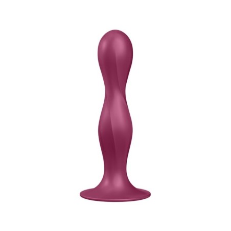 SATISFYER - GODE EN SILICONE DOUBLE BALL-R GRENAT