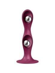 SATISFYER - GODE EN SILICONE DOUBLE BALL-R GRENAT