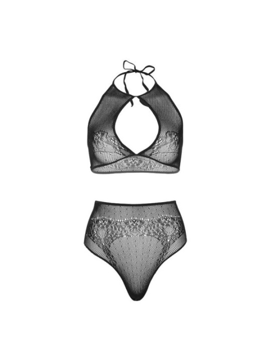LEG AVENUE - ENSEMBLE DEUX PIÈCES HALTER CROP TOP & THONG CULOTTE TAILLE UNIQUE