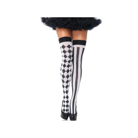 LEG AVENUE - CHAUSSETTES HAUTE ARLEQUIN NOIR/BLANC