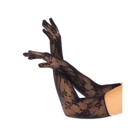 LEG AVENUE - GANTS FLEURS ROUGES NOIR