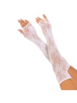 LEG AVENUE - GANTS SANS DOIGTS RESEAU FLORAL BLANCS