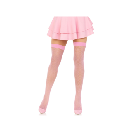 LEG AVENUE - BAS CUISSES RÉSILLE ROSE
