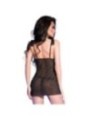 CHILIROSE - CR 4219 BABYDOLL & STRING SANS CROTCHLESS NOIR L/XL
