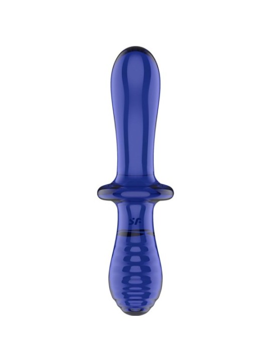 SATISFYER - GODE DOUBLE CRISTAL BLEU