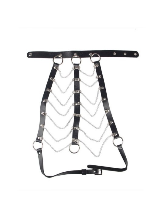 SUBBLIME - HARNAIS POITRINE CHAÎNE S EN CUIR NOIR TAILLE UNIQUE
