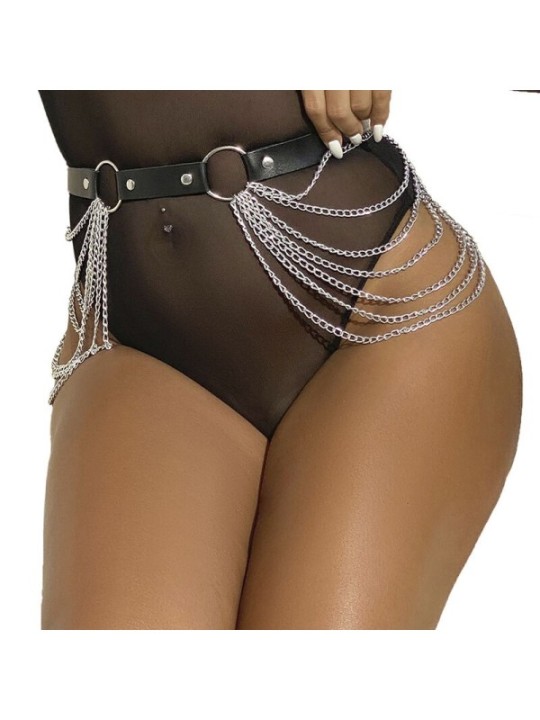 SUBBLIME - CHAÎNE CUIR CEINTURE NOIRE TAILLE UNIQUE