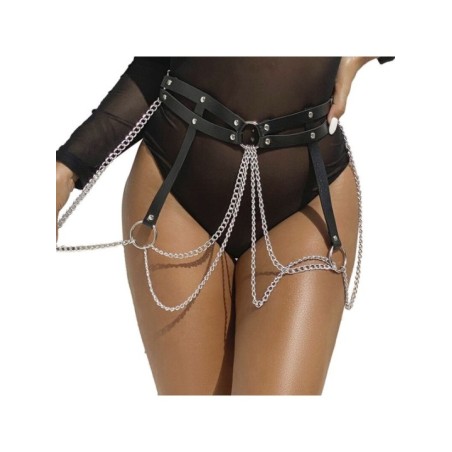 SUBBLIME - CHAINE BAGUE CUIR CEINTURE NOIR TAILLE UNIQUE