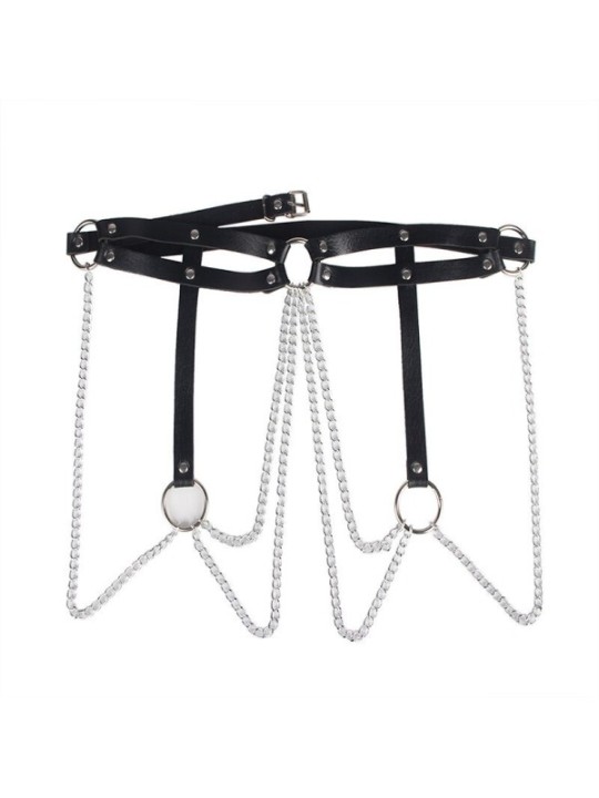 SUBBLIME - CHAINE BAGUE CUIR CEINTURE NOIR TAILLE UNIQUE