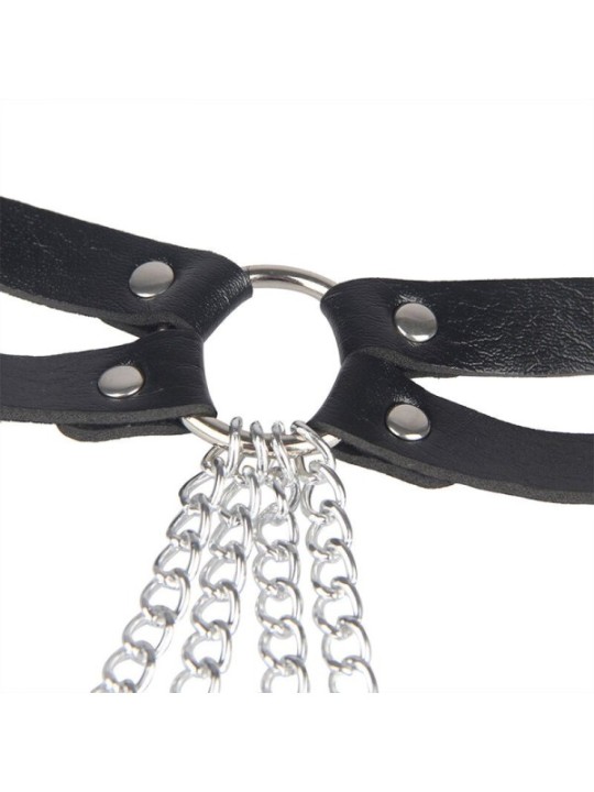 SUBBLIME - CHAINE BAGUE CUIR CEINTURE NOIR TAILLE UNIQUE