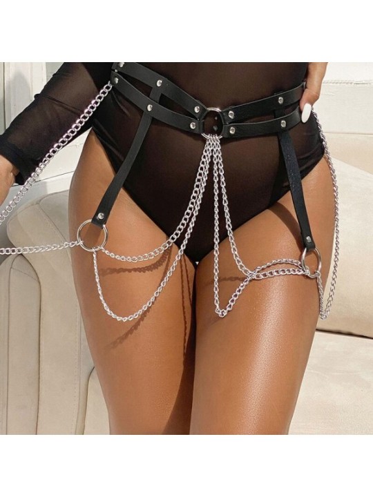SUBBLIME - CHAINE BAGUE CUIR CEINTURE NOIR TAILLE UNIQUE