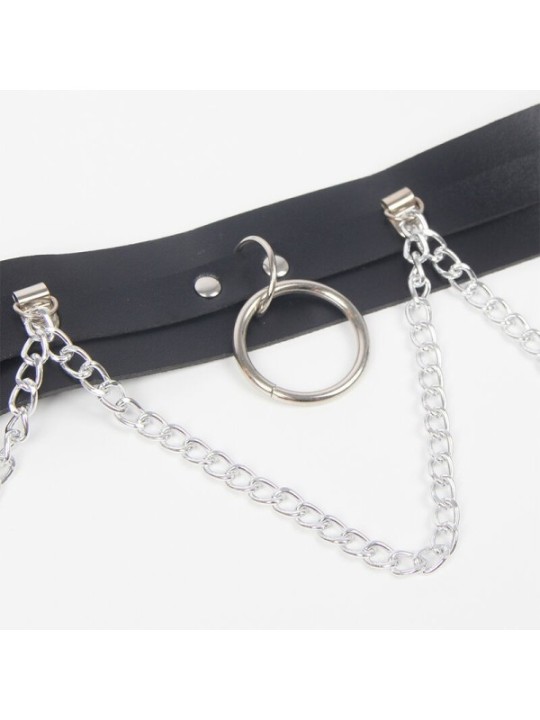 SUBBLIME - HARNAIS CEINTURE ET JARRETIÈRES AVEC ANNEAUX ET CHAÎNE DÉTAIL TAILLE UNIQUE
