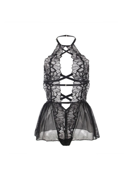 SUBBLIME - TEDDY HALTER NECK DOS NU DENTELLE NOIR S/M