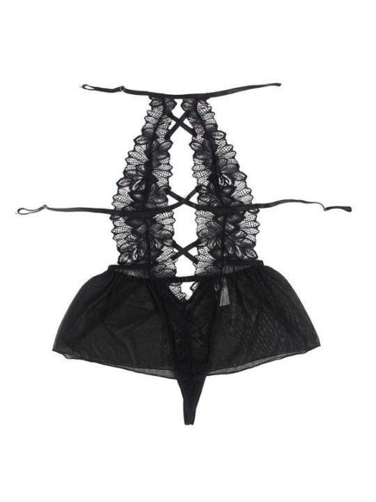 SUBBLIME - TEDDY HALTER NECK DOS NU DENTELLE NOIR S/M