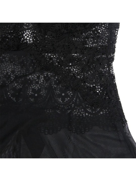 SUBBLIME - TISSU TULLE BABYDOLL AVEC DENTELLE ET DÉTAIL FLEUR NOIR S/M