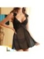 SUBBLIME - TISSU TULLE BABYDOLL AVEC DENTELLE ET DÉTAIL FLEUR NOIR S/M