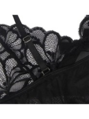 SUBBLIME - BABYDOLL  BRETELLES RÉGLABLES ET DENTELLE TRANSPARENTE IMPRIMÉ FLORAL NOIR S/M