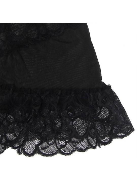 SUBBLIME - BABYDOLL  BRETELLES RÉGLABLES ET DENTELLE TRANSPARENTE IMPRIMÉ FLORAL NOIR S/M