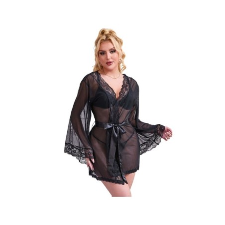SUBBLIME - ROBE EN TISSU TRANSPARENT AVEC DÉTAIL DENTELLE NOIR L/XL
