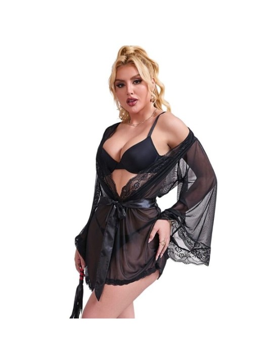 SUBBLIME - ROBE EN TISSU TRANSPARENT AVEC DÉTAIL DENTELLE NOIR L/XL