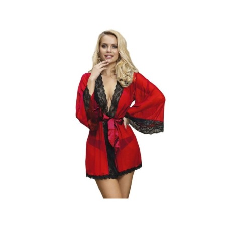 SUBBLIME - ROBE EN TISSU TRANSPARENT DÉTAIL DENTELLE ROUGE L/XL